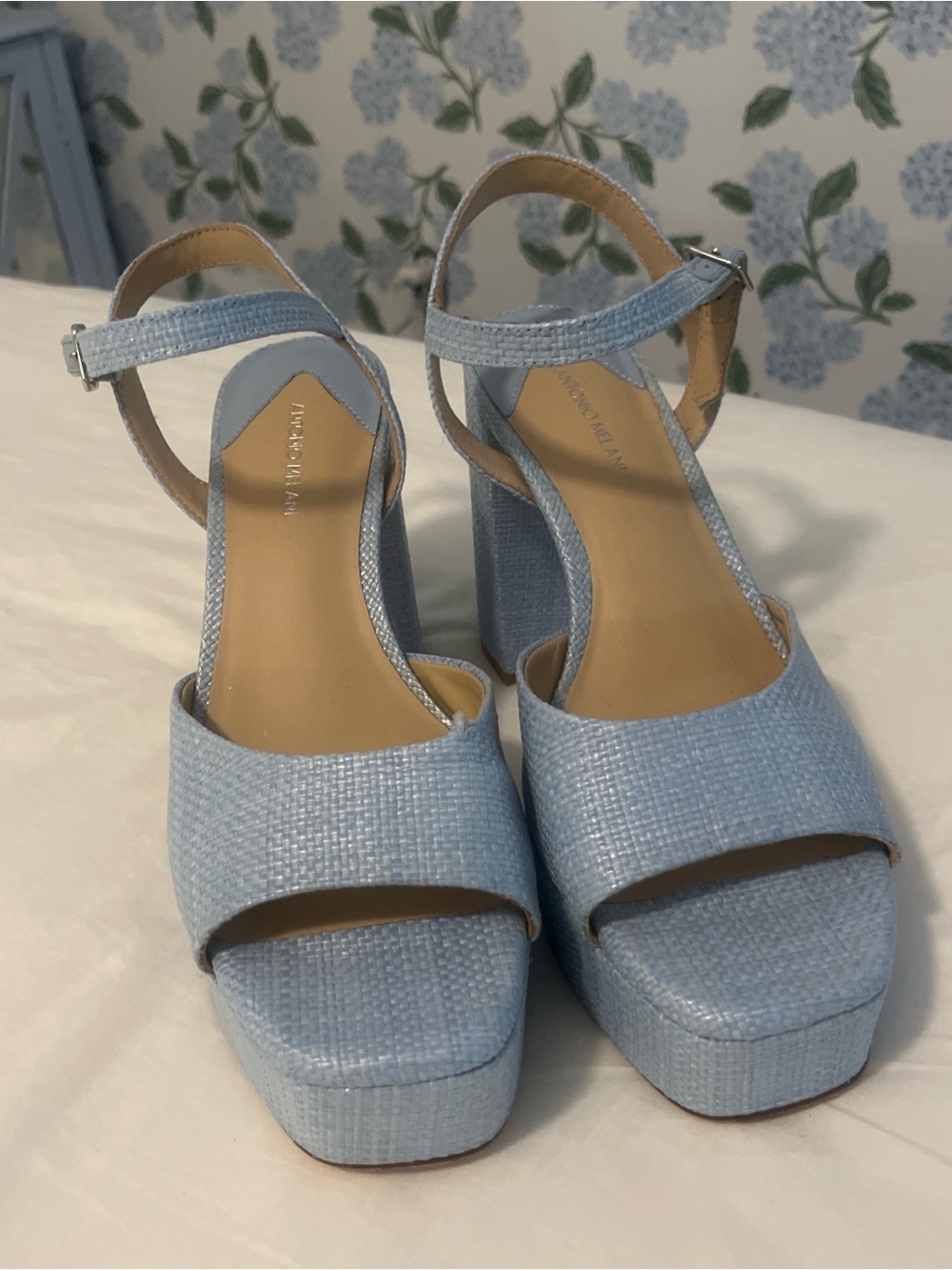 ANTONIO MELANI Powder Blue Platform Sandal with Ankle Strap